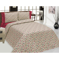  Комплект постельного белья 16С223-ШР "Цветы", серый с бордо, 1,5-спальный, лён, фото 1 