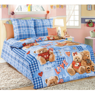  Комплект постельного белья "Плюшевые мишки 2", синий, 1,5-спальный, бязь обычная, фото 1 