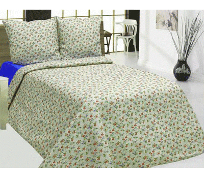  Комплект постельного белья 16С251-ШР "Цветы", серый с синим, 1,5-спальный, лён, фото 1 