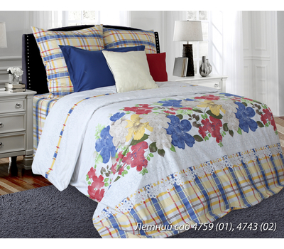  Комплект постельного белья "Летний сад", 2-спальный, 2 нав. 70 на 70 см, поплин, фото 1 