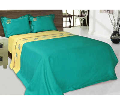  Комплект постельного белья 15с375-ШР “Марракеш”, рис. 0, с вышивкой, бирюзовый, 2-спальный, лён, фото 1 