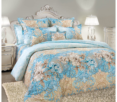  Комплект постельного белья "Вивьен 1", голубой, 2-спальный, страйп-сатин, фото 1 
